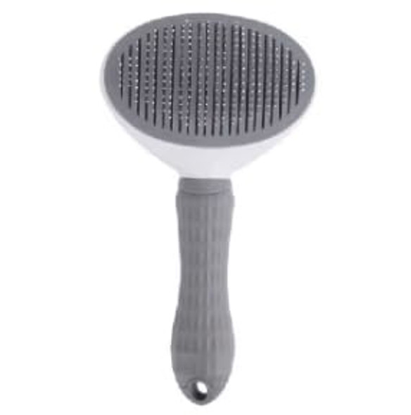 Pet Clean Hair Remover Button Stainless Steel Brushes Dogs Cat Slicker Self Cleaning Grooming Pet Comb Brush, Blue, Pink, Grey