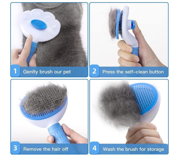 Self-Cleaning Slicker Brush For Dogs & Cats: Dog Grooming Brush For Shedding Tangles Hair Gently Deshedding Dog Brush For Long Haired & Short Haired Dogs Pet (Blue)