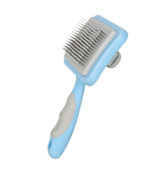 Dog Brush Cat Brush,Pet Grooming Brush,Self Cleaning Cat Dog Slicker Brushes With Smooth Handle, Removes Loose Hair & Tangles,Skin Friendly & Promote Circulation-Blue