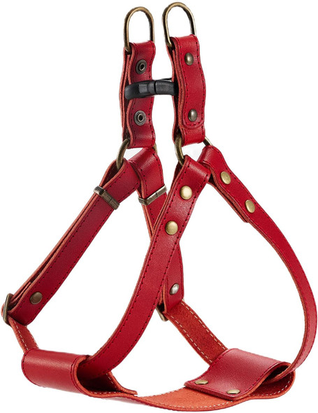 Bonbi Alcon Tochigi Leather Dog Harness For Medium Dogs, Red, Size M, Made In Japan