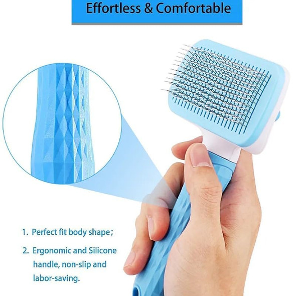 Short Haired Dog Shedding Brush - Premium Self-Cleaning Slicker Brush For Dogs - Best Dog Brush For Shedding - Grooming Long Hair & Short Hair Breeds - Retractable Dog Brush For Easy Cleaning