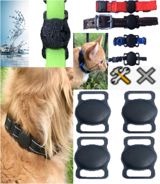 4 Pack - Airtag Dog Collar Holder Waterproof Air Tag Collar Attachment For Pet Safety Works With Iphone Gps Tracking Dog Cat Leash Harness Muzzle Hunting Packs Tether