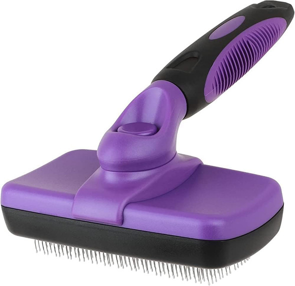 Self-Cleaning Slicker Brush Retractable Pet Grooming Tool For Cats, Dogs, And Rabbits Gentle Undercoat, Fur And Tangle Remover No-Pain Bristles Shedding Dematting Comb For Long & Short Hair