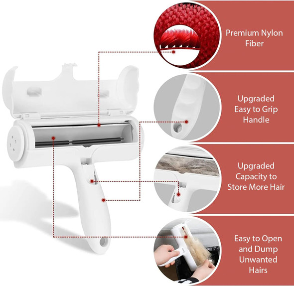 Uniqus Pet Hair Remover, Reusable Dog And Cat Hair Remover Roller For Any Type Of Furniture, Clothes, Cars, Carpets, And Sofas, White