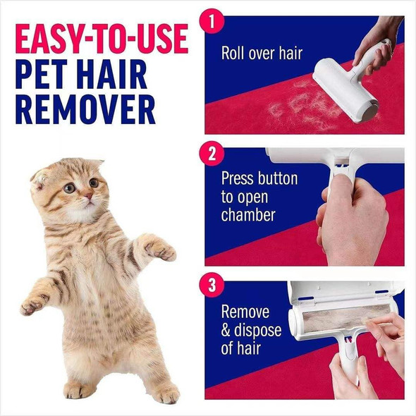 Pet Hair Remover And Reusable Lint Roller For All Types Of Surfaces - Portable With A Large Capacity - Eco Friendly - Easy To Use Fur Remover Tool For Cats And Dogs, Red