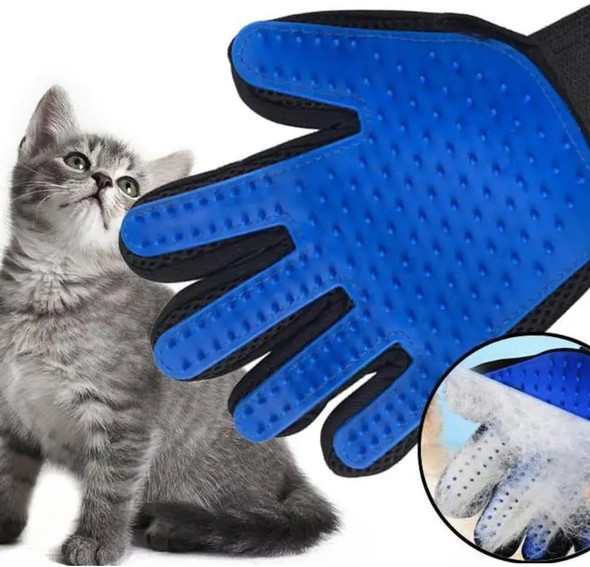 d Pet Grooming Gloves Silicone Deshedding Brush Mitt Efficient Hair Remover For Dogs, Cats Five Finger Design Massager For Long & Short Fur, Mess- For Long/Short Hair - 1 Pair (Right-Hand)