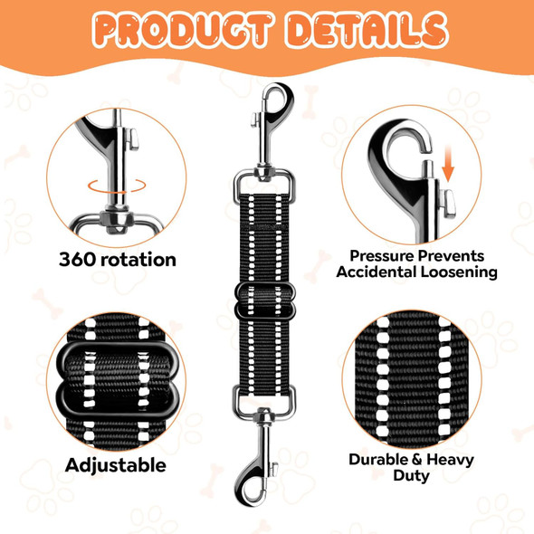 2Pcs Prong Collar Safety Clip, Adjustable Dog Safety Clip, Reflective Nylon Puppy Collar With Double Clasps For Walking, Training, Dog Collar Safety Clip For Dog Harness, Pinch Collar (Black)