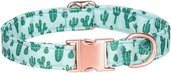 Coolfiy Dog Collar, Cute Flower Floral Patterns Pet Collars For Girl Female Boy Small Medium Large Dogs, Strong Rose Gold Metal Buckle, Soft Cotton Adjustable Puppy Dog Collar