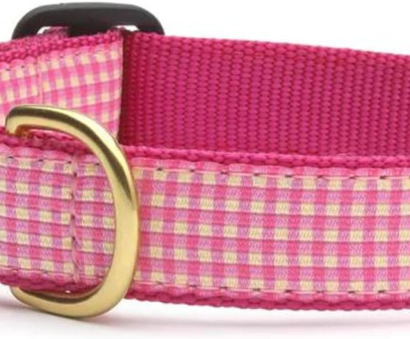 Up Country Pink Gingham Dog Collar, Medium (12 To 18 Inches) 1 Inch Wide Width