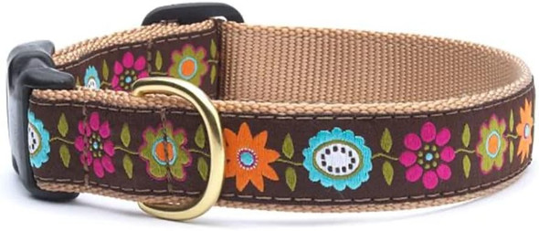 Up Country Bella Floral Pattern Dog Collar, Medium (12 To 18 Inches) 1 Inch Wide Width