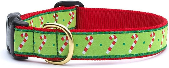Up Country Candy Canes Dog Collar X-Small (6 To 12 Inches) 5/8 Inch Narrow Width