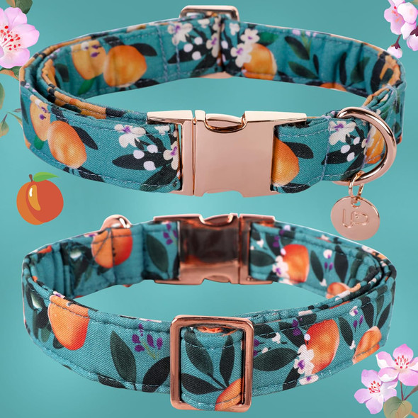 Peach Summer Cotton Dog Collar With Metal Buckle Collar For Small Medium Large Girls Or Boys Dogs Cute Durable Comfortable Pet Collars