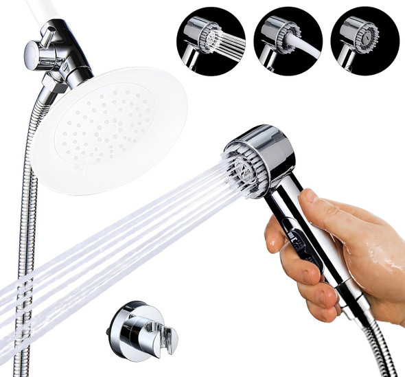 3 Mode Dog Shower Attachment, High Pressure Handheld Sprayer With On/Off Switch, G1/2 Metal Shower Diverter, 100 Inches Stainless Steel Hose, No Drill Hook, For Indoor Pet Bathing And Washing