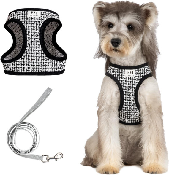 Small Dog Harness And Leash Set, No Pull No Chock Soft Mesh Breathable Adjustable Dog Vest Harnesses Plaid For Puppies Small Dogs Cats Animals