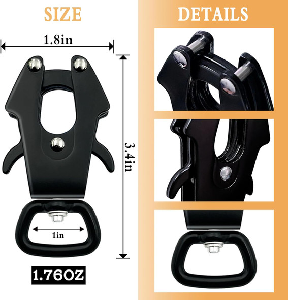 2 Pcs Frog Clip Dog Leash Clasp 360 Degree Swivel Clip Heavy Duty Quick Release And Locking Dog Leash Buckle For Linking Pet Collar (Large (Square X 2))