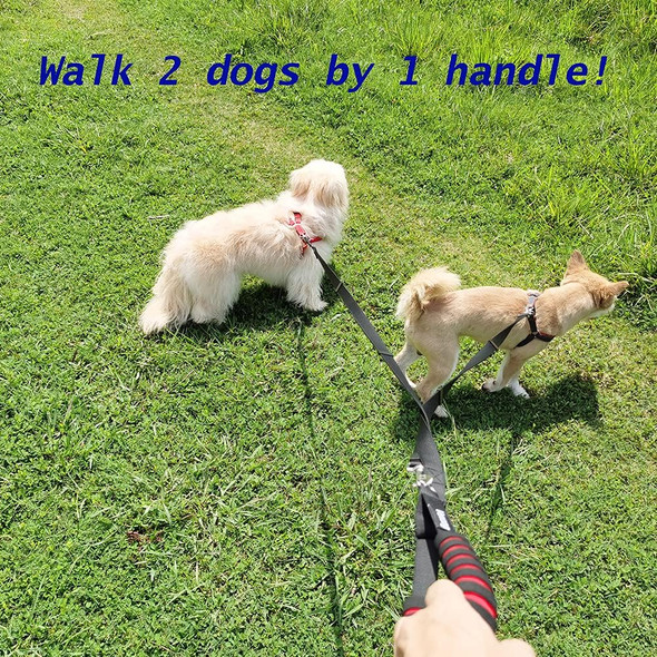 Double Slip Lead Dog Leash Retractable 8Ft Length Adjustable Padded Soft Handle For Small Dogs Cat Walking Training Running Black
