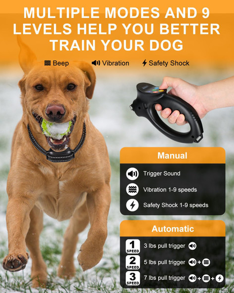 Dog Shock Collar - 3300Ft Dog Training Collar With Remote, Innovative Tension Sensing Function, 2 Modes And 9 Levels Of 3 Stimuli To Train Dog'S Behavior, Suitable For All Breeds Of Dogs