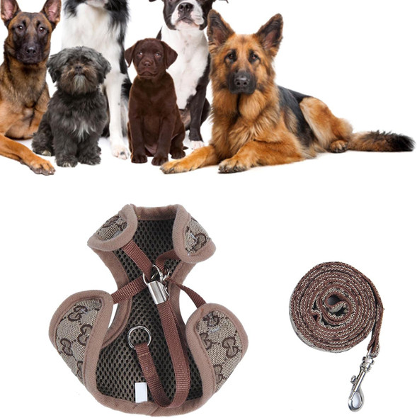 Dog Chest Harness Leash, Pet Harness Leash Breathable Escape Proof Safe Adjustable Polyester Dog Harness Heavy Duty Full Body No Pull Vest For Training, Walking, Jogging (L(90G/3.2Oz))