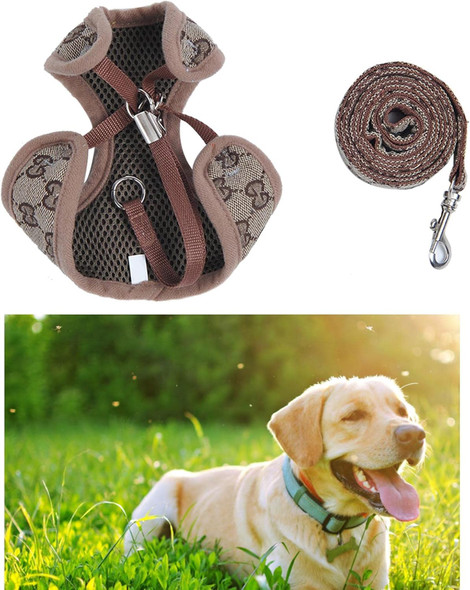 Dog Chest Harness Leash, Pet Harness Leash Breathable Escape Proof Safe Adjustable Polyester Dog Harness Heavy Duty Full Body No Pull Vest For Training, Walking, Jogging (L(90G/3.2Oz))