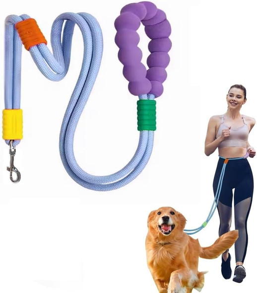 Hands Dog Leash, Shoulder Or Waist Leash For Dog Walking, Comfortable Holding With Nbr Foam Handle, Double Dog Rope Leash, Adjustable Dog Leash For Training Jogging Hiking(Blue)