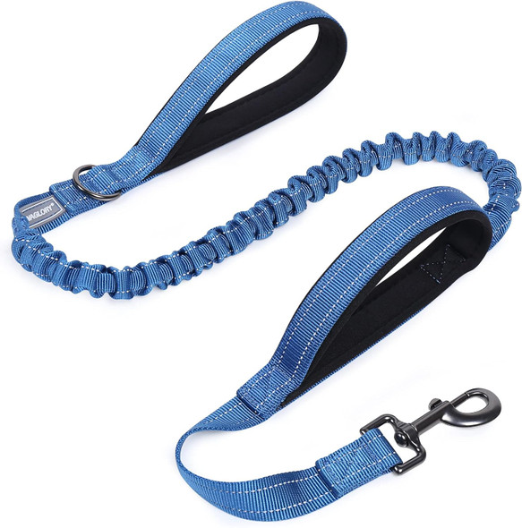 Vivaglory Heavy Duty Bungee Dog Leash, Dual Padded Handles No Pull Reflective Training Dog Leash With Traffic Handle For Medium Large Dogs With Adjustable Sizes (4Ft-5.5Ft), Royal Blue