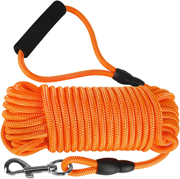 Vivifying Long Dog Leash, 32Ft Floating Dog Training Leash, Check Cord Rope Leash With Comfortable Handle For Outside, Hiking, Swimming, Beach And Lake (Orange)