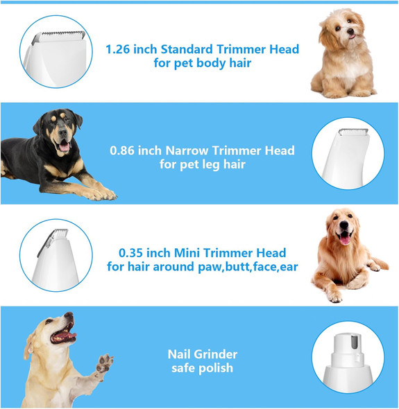 Dog Grooming Kit Clippers With Nail Grinder Only For Small Dogs Cats, 4 In 1 Low Noise Cordless Electric Paw Trimmer, Scissor Comb Bundle, Hair Clippers For Eyes, Ears, Face Matted