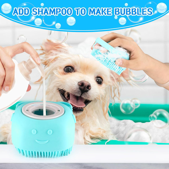 Dog Bath Brush With Gloves, Cat Bathing Gloves, Silicone Dog Washing Gloves With High-Density Teeth, Dog Bath Supplies Christmas S For Long Short Haired Dogs And Cats Blue