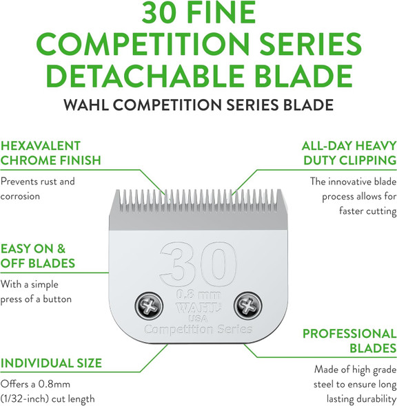 Wahl Professional Animal Competition Series Detachable Blade - 1/32-Inch Cut Length, 30# Fine (2355-100)