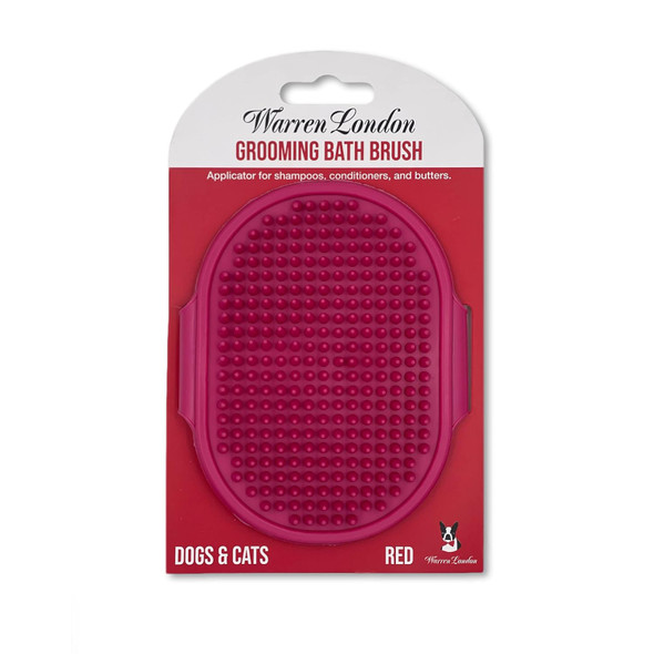 Warren London Grooming Bath Brush For Dogs And Cats - Red