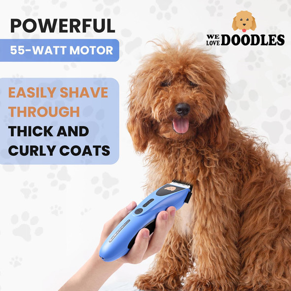 We Love Doodles Dog Clippers For Thick Coats - Powerful And Ultra Quiet Dog Trimmer For Grooming, Cordless Dog Hair Trimmer, 8 Detachable Blades Pet Clippers, Easy To Use Dog Hair Clippers