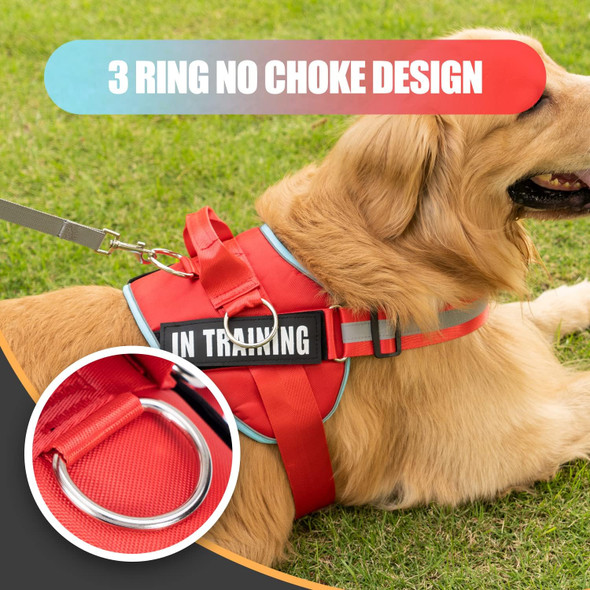 d No Pull Dog Harness, Reflective Adjustable Dog Vest, In Training Service Pet Harness With 8Pcs Dog Patches For All Breeds, 3 Ring Design No-Choke Pet Oxford Vest With Easy Control Handle