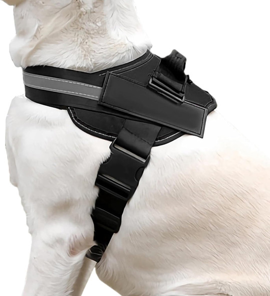 Dog Harness, No-Pull Reflective Dog Vest, Breathable Adjustable Pet Harness With Handle For Small, Medium And Large Dogs Outdoor Walking(Black, L)