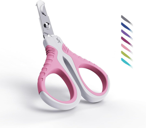 Wepet Pet Nail Clippers(U07.1), Professional Claw Trimmer, Bended Scissor Special For Cats, Kittens, Dogs, Puppies, Small Animals, White/Thulian Pink