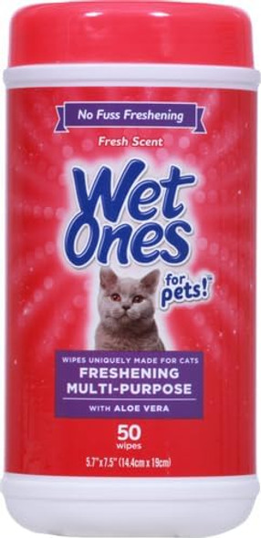 Wet Ones For Pets Freshening Multipurpose Wipes For Cats With Aloe Vera Easy To Use Cat Cleaning Wipes, Freshening Cat Grooming Wipes For Pet Grooming In Fresh Scent 50 Ct Cannister Cat Wipes