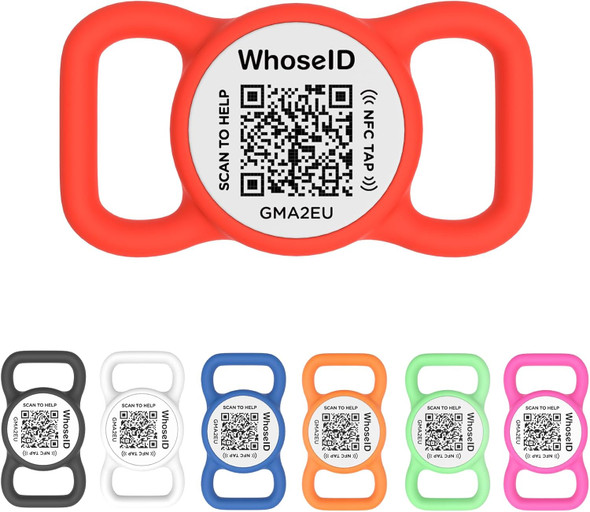 Qr Code Dog Tag With Nfc, Personalized Pet Id Tag, Silent Silicone Dog Id Tag, Modifiable Pet Online Profile, Multiple Emergency Contact, Scan Qr Code Send Pet Gps Location Email (Small, Red)