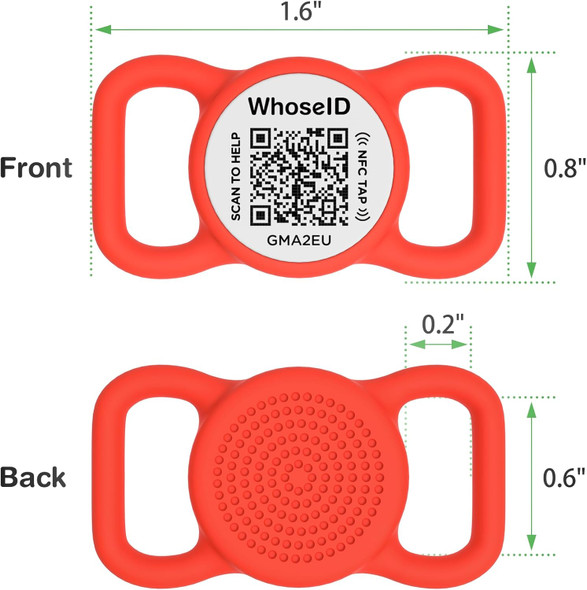 Qr Code Dog Tag With Nfc, Personalized Pet Id Tag, Silent Silicone Dog Id Tag, Modifiable Pet Online Profile, Multiple Emergency Contact, Scan Qr Code Send Pet Gps Location Email (Small, Red)