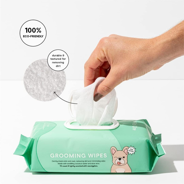 Wild One, Eucalyptus Natural Dog Grooming Wipes, Cruelty-, Resealable Lid, 70 Wipes Per Pouch, 210 Count