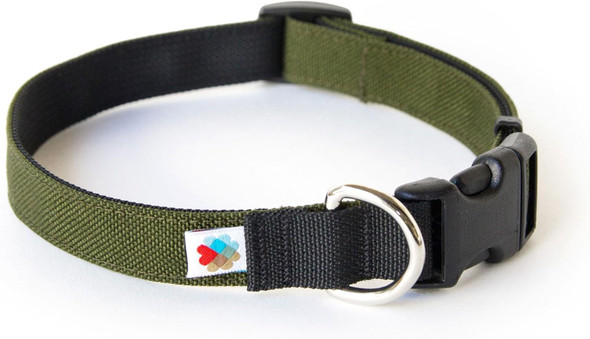 Dog Collar, Lightweight, Heavy Duty Dog Collars, Fabric Pet Collar, Adjustable Puppy Collar, Small Dog Collar, Medium Dog Collar, Dog Collar For Large Dogs (Olive, Medium - 10-16 Inch) - Wildebeest