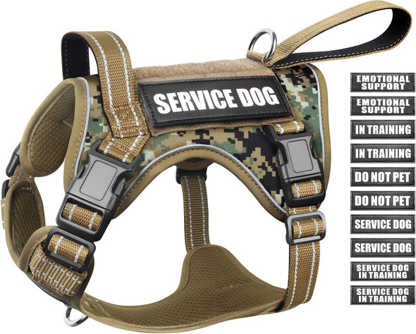Winsee Tactical Dog Harness, No Pull Dog Harness For Medium Large Dogs With Handle & Molle, Military Service Dog Vest Harness In Training Pet Harness For Small Dogs