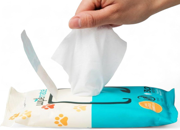 Travel (2-Pack) Dog & Cat Pet Wipes For Small/Medium Pets, Cleans Pet Paws, Ears, Fur, Butt, & Anal Gland - No-Rinse Solution, Gentle, Deodorizing, Hypoallergenic - Unscented 60 Ct