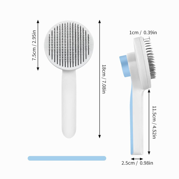 Wishlotus Cat Brush, Press Self-Cleaning Dog Grooming Brush Telescopic Stainless Steel Pet Cleaning Hair Removal Brush For Cleaning Pet Hair And Grooming (Blue)