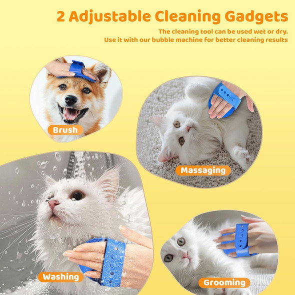 Electric Dog Cleaning Foam Machine, Dog Scrubber For Bath Supplies Brush Silicone Rubber Comb Button Lather Up Dense Foam Quickly For Long Short Haired Dogs Cats Grooming