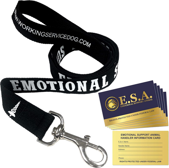 Emotional Support Dog Leash - Great Identification With Or Without An Emotional Support Animal Vest - Includes Five Esa Information Cards
