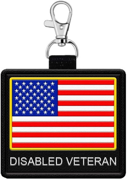 Disabled Veteran - Clip On Identification Patch Tag - Includes Five Service Dog Handout Cards - Clips Onto A Service Dog Vest, Harness, Collar, Leash Or Carrier