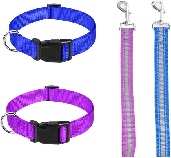 4 Pieces Goat Lead And Goat Collars Set, Nylon 11 Inch Goat Lead With Reflective Strip Design And Nylon Goat Collar For Small Farm Animal Goat Cow Horse Sheep (Blue)