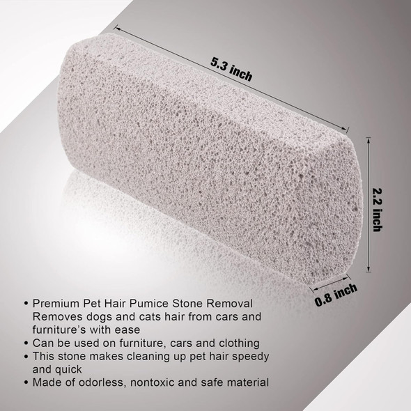 2 Pieces Pet Hair Remover For Cat Hair Removal Pumice Stone Tool Carpet Dog Fur Removal Tool For Car Couch Furniture Bedding Easy To Clean (5.3 Inches)