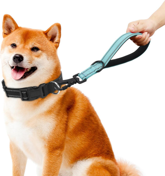 Short Dog Leash-12 Inch Traffic Dog Leash,Training Leash With Retroreflective Stripes And Carabiner Clip,Suitable For Controlling And Training Medium And Large Dogs (Blue)