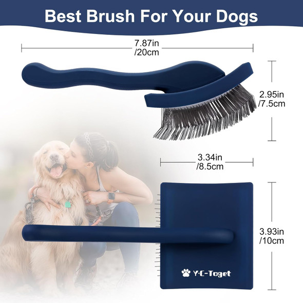 Slicker Dog Grooming Brush For Goldendoodle Poodle Doodle,Slicker Brush With Airflowable Pad For Dogs & Pet Comb Value Kit- Long Pin Slicker Dog Brush-Detangle,Undercoat,Work Fast And Save Time