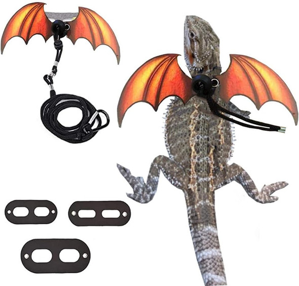 Bearded Dragon Lizard Leash Harness - Adjustable Dinosaur Wing Lizard Cool Leather Wings Safety Walking Leash (S,M,L,3Pack)